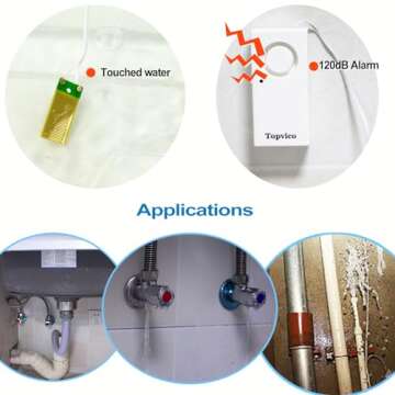 Topvico Water Leak Sensor Detector Flood Alarm for Basement RV Moisture 120dB Work Alone Battery Ope...