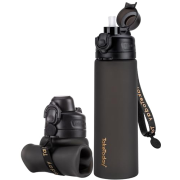 TakeToday Collapsible Water Bottles 20oz - Travel-Friendly & Leak-Proof
