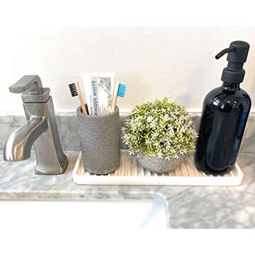 Happitasa Silicone Kitchen Sink Organizer Tray, Sponge Holder and Countertop Protector | Bathroom and Kitchen Soap Dish and Dispenser Tray (White, 12"x4")