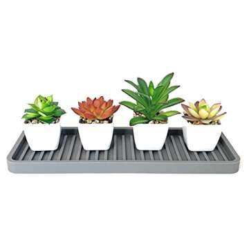 Happitasa Silicone Kitchen Sink Organizer Tray, Sponge Holder and Countertop Protector | Bathroom and Kitchen Soap Dish and Dispenser Tray (White, 12"x4")