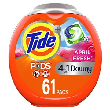 Tide PODS Plus Downy 4 in 1 HE Turbo Laundry Detergent Soap Pods, April Fresh Scent, 61 Count Tub - ...