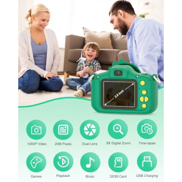 Upgrade 1080P HD Kids Camera for Ages 3-8