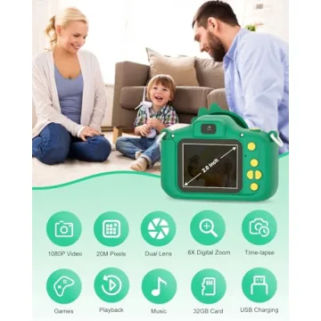 Upgrade 1080P HD Kids Camera for Ages 3-8