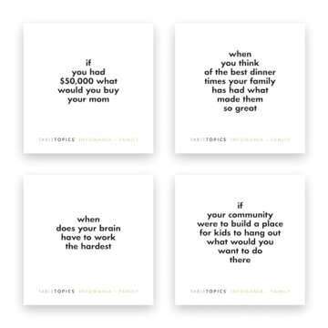 TableTopics Infomania Family - Conversation Card Game with 135 Fun Facts on One Side & Amusing Questions on the Other Side to Get Kids Talking