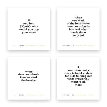 TableTopics Infomania Family - Conversation Card Game with 135 Fun Facts on One Side & Amusing Questions on the Other Side to Get Kids Talking