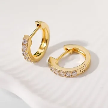 Gacimy 14K Gold Plated Huggie Hoop Earrings for Women