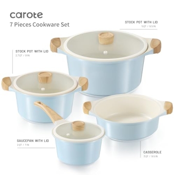 CAROTE Ceramic Non-Stick Cookware Set 7-Piece