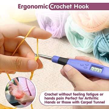 Crochet Hook with 18 Different Size, Crochet Hooks for Stitch & Row Counter, Light Up Crochet Hooks ...