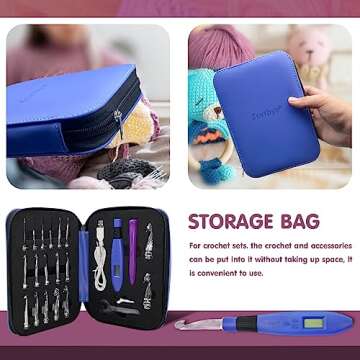 Crochet Hook with 18 Different Size, Crochet Hooks for Stitch & Row Counter, Light Up Crochet Hooks Interchangeable Crochet Needle, Ergonomic Crochet Hooks with 2 Levels Led