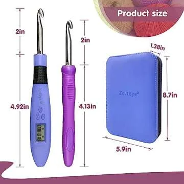 Crochet Hook with 18 Different Size, Crochet Hooks for Stitch & Row Counter, Light Up Crochet Hooks Interchangeable Crochet Needle, Ergonomic Crochet Hooks with 2 Levels Led