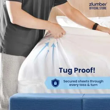 The Original USA Patents Pending Zlumber Lock Sheet Holders - Secure Bed Sheets Firmly in Place - Heavy-Duty Mattress Straps for No More Loose Sheets, Fits All Sheet Sizes, Easy One-Time Installation