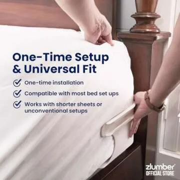 The Original USA Patents Pending Zlumber Lock Sheet Holders - Secure Bed Sheets Firmly in Place - Heavy-Duty Mattress Straps for No More Loose Sheets, Fits All Sheet Sizes, Easy One-Time Installation