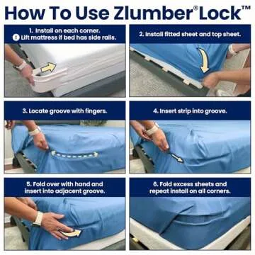 The Original USA Patents Pending Zlumber Lock Sheet Holders - Secure Bed Sheets Firmly in Place - Heavy-Duty Mattress Straps for No More Loose Sheets, Fits All Sheet Sizes, Easy One-Time Installation