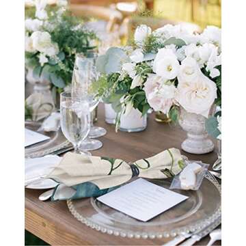 Cloth Napkin, White Blue Pumpkin Floral Absorbent Linen Napkins Reusable Washable Thanksgiving Kitch...