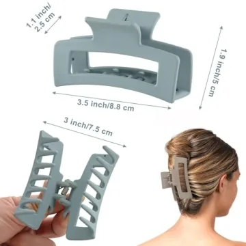 Stylish 6 Pack Square Claw Clips for Women and Girls