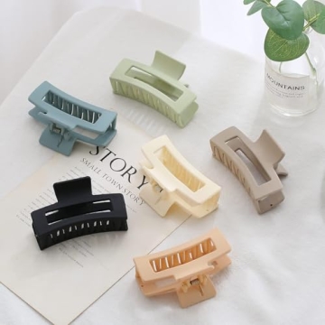 Stylish 6 Pack Square Claw Clips for Women and Girls