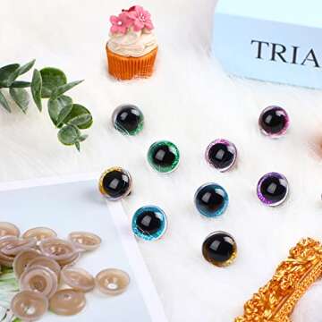 UPINS 180 Pieces 10-20 mm Large Safety Eyes and Nose with Washers for Amigurumi Stuffed Animal Eyes Plastic Craft Doll Crochet Eyes for DIY of Puppet, Bear, Toy Making Supplies (Assorted Colors)