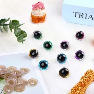 UPINS 180 Pieces 10-20 mm Large Safety Eyes and Nose with Washers for Amigurumi Stuffed Animal Eyes Plastic Craft Doll Crochet Eyes for DIY of Puppet, Bear, Toy Making Supplies (Assorted Colors)