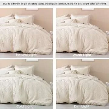 Litanika King Size Comforter Set Beige, 3 Pieces Cream Tufted Boho Farmhouse Bedding Comforter Sets, Lightweight Fluffy Comforter Bed Set for All Season (104x90In Comforter and 2 Pillowcases)