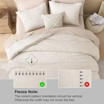 Litanika King Size Comforter Set Beige, 3 Pieces Cream Tufted Boho Farmhouse Bedding Comforter Sets, Lightweight Fluffy Comforter Bed Set for All Season (104x90In Comforter and 2 Pillowcases)