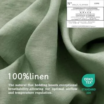 EVERLY Linen Sheets Set King Size,100% French Stonewash Pure Linen Sheets Set,4Pieces (1Flat Sheet,1Fitted Sheet,2Pillowcase) Suitable for Hot Sleepers,Deep Pocket Natural Bedding Set-Saga Green-King