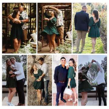 EXLURA Women's Lantern Sleeve Tie Back Casual Dress - Elegant Vintage Mini Dress