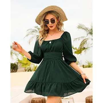 EXLURA Women's Vintage Off-Shoulder Mini Dress