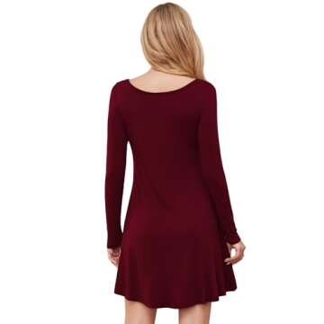DEARCASE Women's Casual T-Shirt Dress in Wine Red