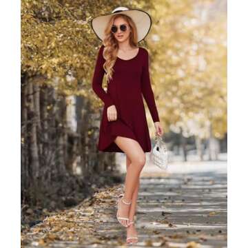 DEARCASE Women's Casual T-Shirt Dress in Wine Red