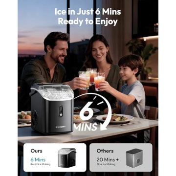 EUHOMY Nugget Ice Maker for Chewable Ice, 6 Mins Ready, Self Cleaning & Portable