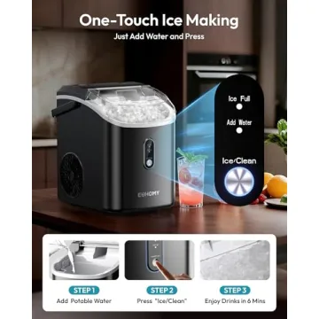 EUHOMY Nugget Ice Maker, Produces 38lbs Daily, Self-Cleaning