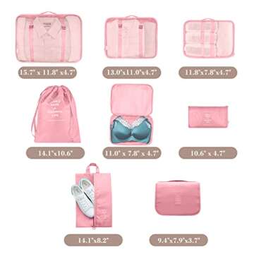 AVITORO 8 Set Packing Cubes for Seamless Travel Organization