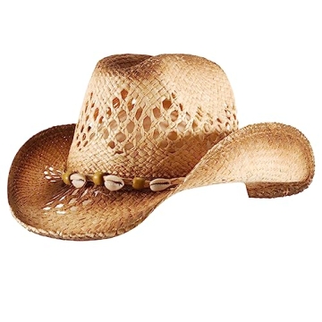 Trendy Straw Cowboy Cowgirl Hat for Men Women Outdoor Summer Activities