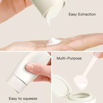 Travel Bottles for Toiletries, 5 Pack Travel Size Containers, TSA Approved Leak Proof Refillable Portable Travel Toiletry Bottles Set with Clear Toiletry Bag for Shampoo Conditioner, Lotion (White)