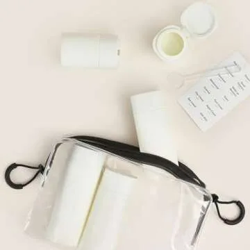 Travel Bottles for Toiletries, 5 Pack Travel Size Containers, TSA Approved Leak Proof Refillable Portable Travel Toiletry Bottles Set with Clear Toiletry Bag for Shampoo Conditioner, Lotion (White)