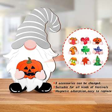 Blulu Interchangeable Wooden Gnome Decor for Seasonal Home Decoration