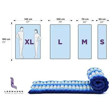 Leewadee - Foldable Floor Mattress - Japanese Roll Up Futon -Trifold Tatami Mat- Guest Floor Bed - Camping Mattress - Thai Massage Mat, Kapok Filled, 75 x 39 inches, Blue