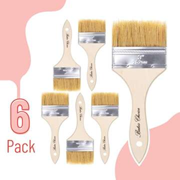 Bates- Chip Paint Brushes, 3 Inch, 6 Pack, Chip Brush, Brushes for Painting, Paint Brushes, Stain Br...