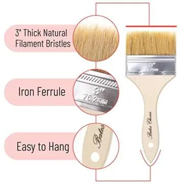 Bates Chip Paint Brushes 3 Inch - 6 Pack for Painting