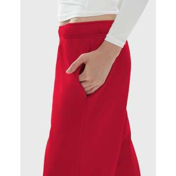 PUMIEY Sweatpants Women Cotton Wide Leg High Waisted Sweat Pants Lounge Oppen Bottom Pants, Ruby Medium