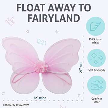 Girls' Fairy, Angel, or Butterfly Wings - Costume Accessories & Party Favors or Supplies, Make Your Little One's Birthday Party Special, in Shades of Blue, Green, Pink, and Purple, 8pc