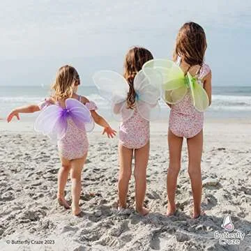 Girls' Fairy, Angel, or Butterfly Wings - Costume Accessories & Party Favors or Supplies, Make Your Little One's Birthday Party Special, in Shades of Blue, Green, Pink, and Purple, 8pc