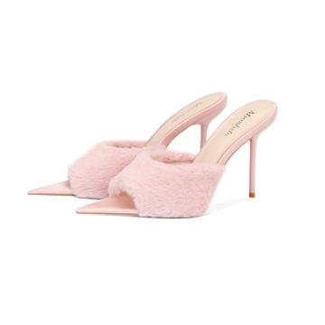 Stylish Women's Fuzzy Peep Toe Heels for Parties