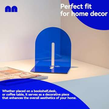 2pcs Colored Acrylic Bookends Decorative Unique - Clear Book Ends for Shelves -Cute Book Ends for Heavy Books L-Shaped Book Stopper - Book Holders for Study, Office, and Home Decor