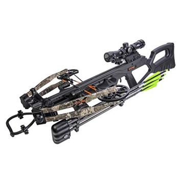 BearX Intense Ready to Shoot Crossbow Package with Scope, Quiver, Bolts, Cocking Rope, and Wax, Stra...