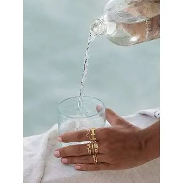 GNIRTSI Gold Ribbed Ring for Women Diamond Cubic Zirconia 14K Gold Plated Minimalist Stack Split Shank Thin Band Open Finger Jewelry Size 6