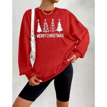 Zeagoo Christmas Tops for Women 2024 Christmas Crewneck Long Sleeve Pullover Tops Casual Loose Fit S...
