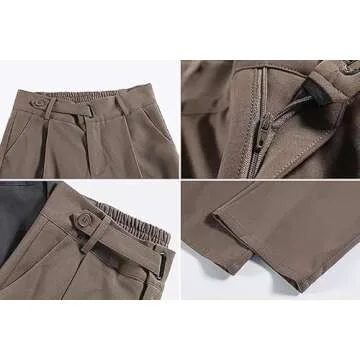 Betusline Women's Wide Leg Long Dress Pants High Waisted Business Casual Straight Office Trousers, 1#Brown, X-Small