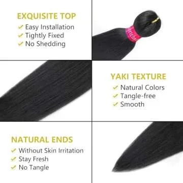 Black Braiding Hair Pre Stretched 2 Packs Box Braids Hair Extensions 26 Inches Synthetic Pre Stretch...