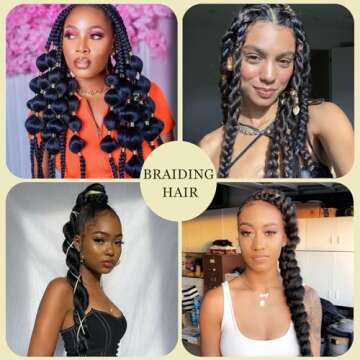Black Braiding Hair Pre Stretched 2 Packs Box Braids Hair Extensions 26 Inches Synthetic Pre Stretched Braiding Hair